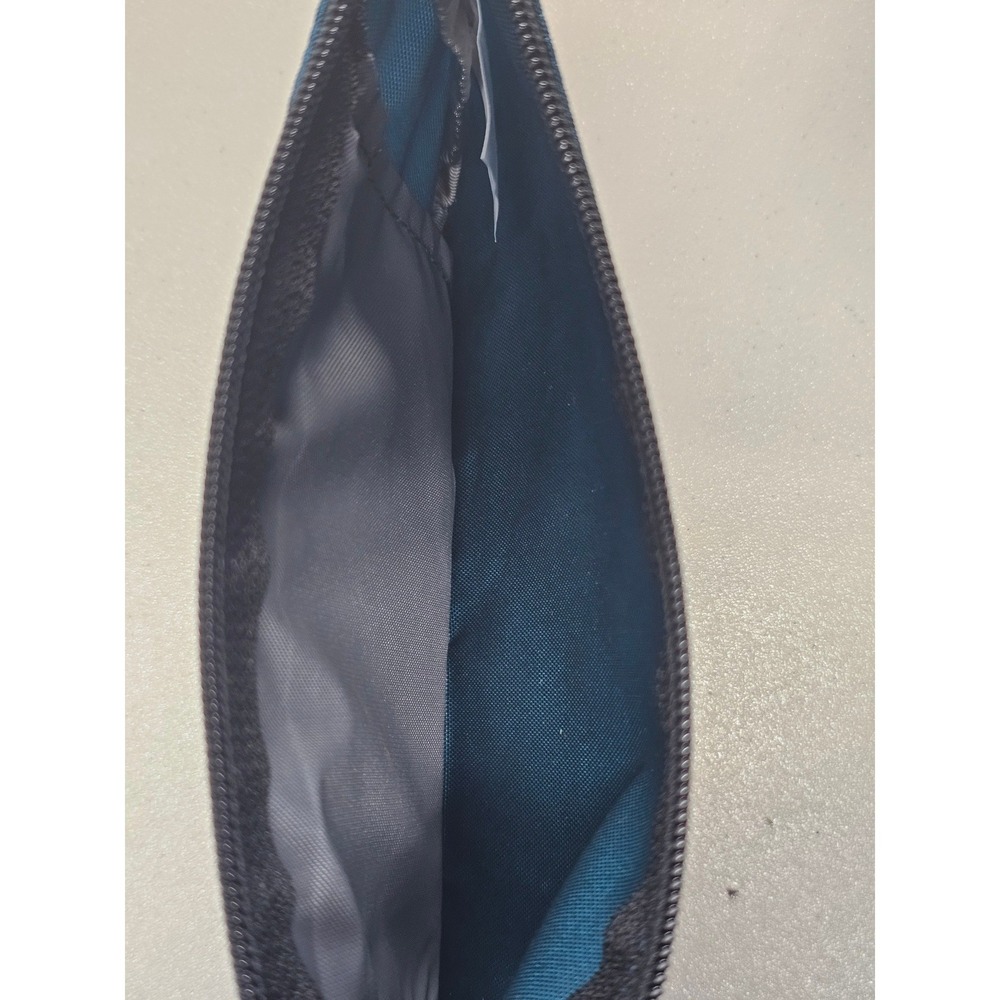 LL Bean Nylon Zippered Utility Pouch Teal Blue Olive Green Travel Organizer Bag - Picture 4 of 8